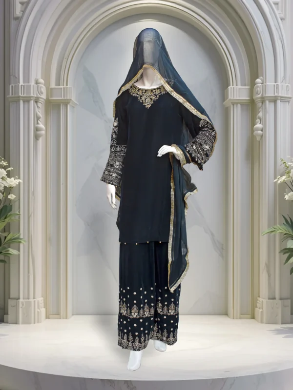 Velvet Dress with Hand & Multihead Embroidery